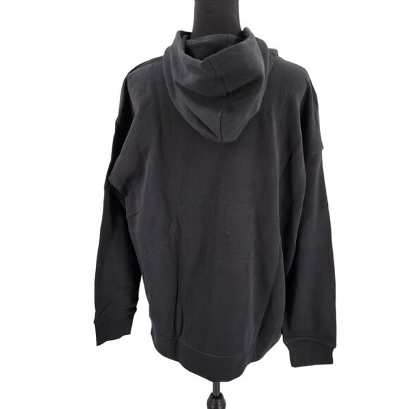 Adidas Originals Hoodie Womens Large Black White Trefoil Pullover Sweatshirt NEW - Picture 2 of 16